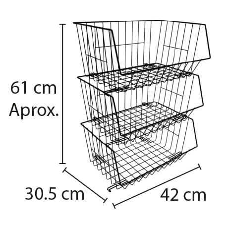 Set de 3 canastas apilables Rejiplas
