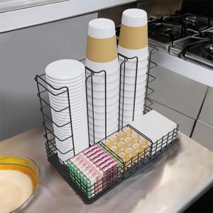 Organizador de vasos, azúcar y crema